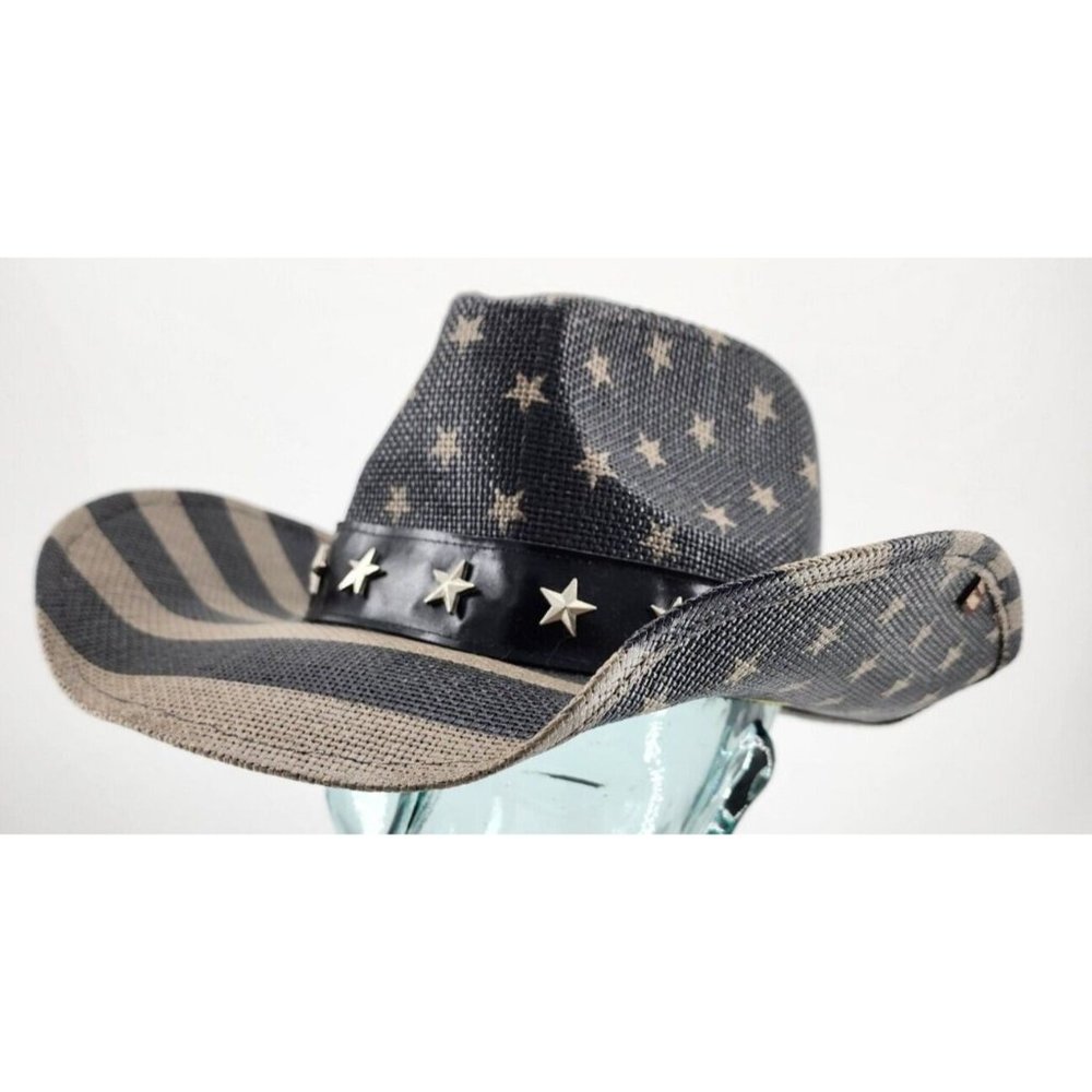 EUC Redneck Legends "Faded‎ Blue" American Flag Cowboy Hat 58 cm 100% Paper 2019